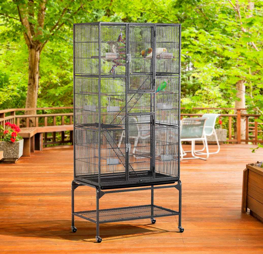 Extra Large Bird Cage with Stand and Wheels 175.5cm Flat Top