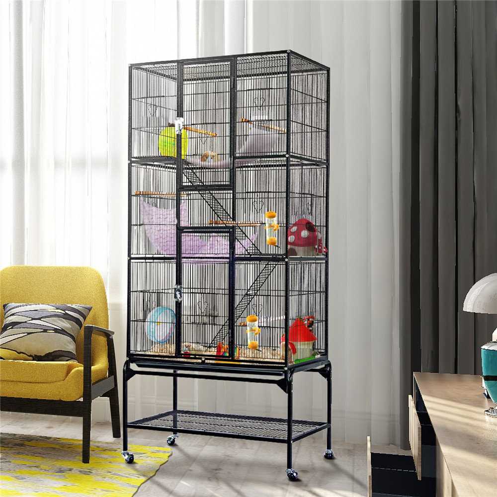 Extra Large Bird Cage with Stand and Wheels 175.5cm Flat Top