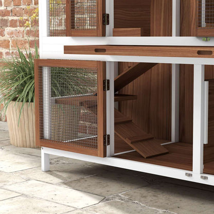 2 Tier Rabbit Hutch with Run  Outdoor Wooden Guinea Pig Cage 125cm