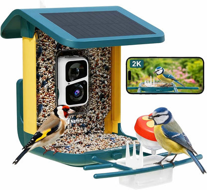 Smart Bird Feeder with Camera 2K HD WiFi Solar Bird Feeder 1.8L