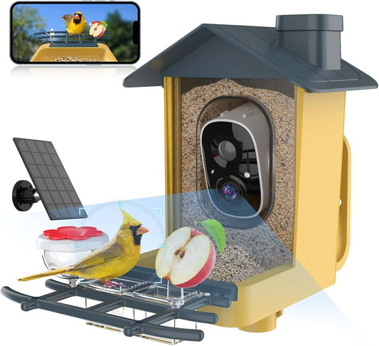 Smart Bird Feeder with Camera  AI 2K HD Solar Powered Bird Feeder