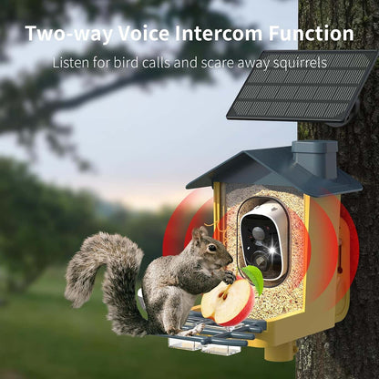 Smart Bird Feeder with Camera  AI 2K HD Solar Powered Bird Feeder